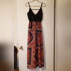 Charlotte Russe black, orange & blue breezy maxi dress size Medium